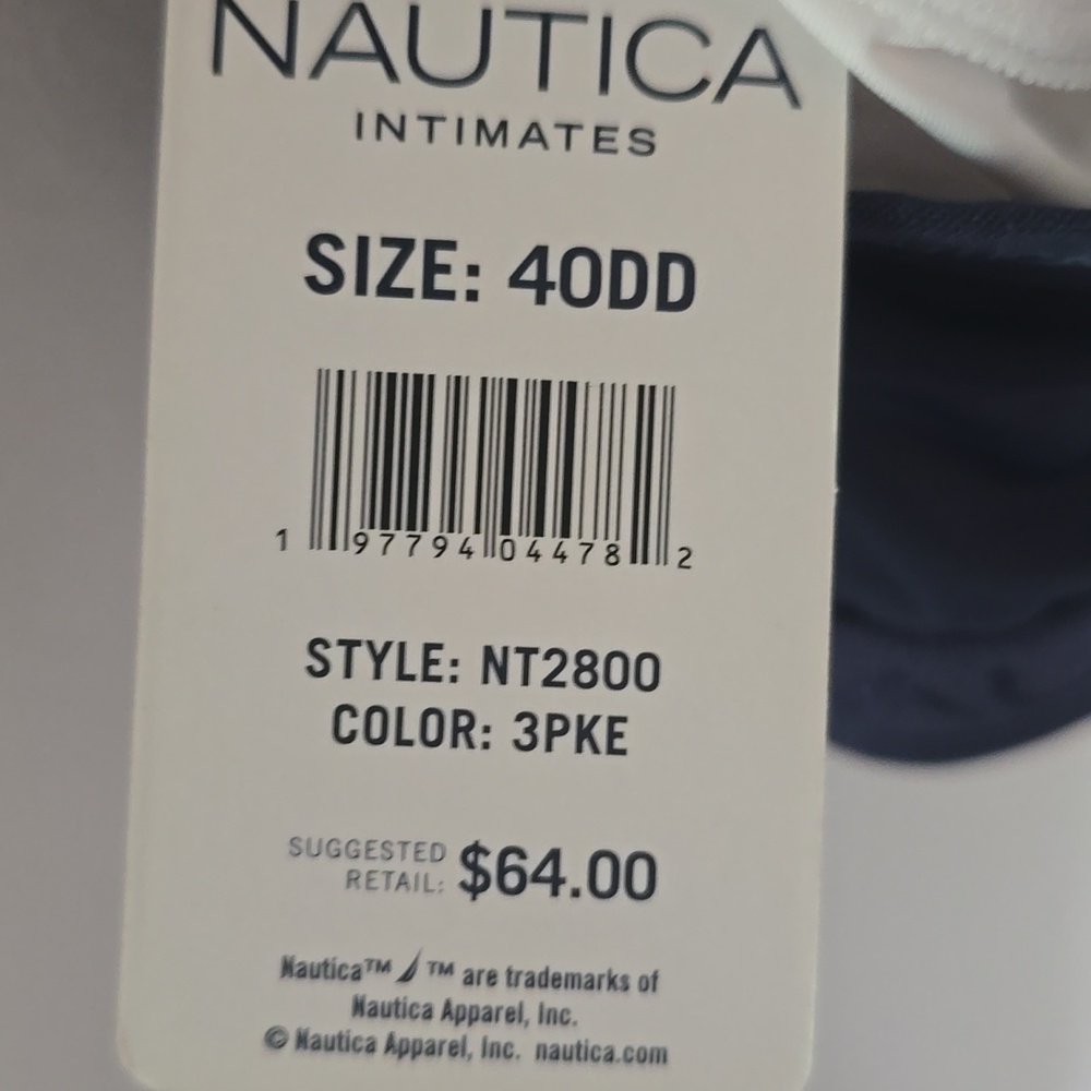 Nautica Navy White 40DD Smooth Molded Underwire Bra 2 Pack NWT - Picture 6 of 7